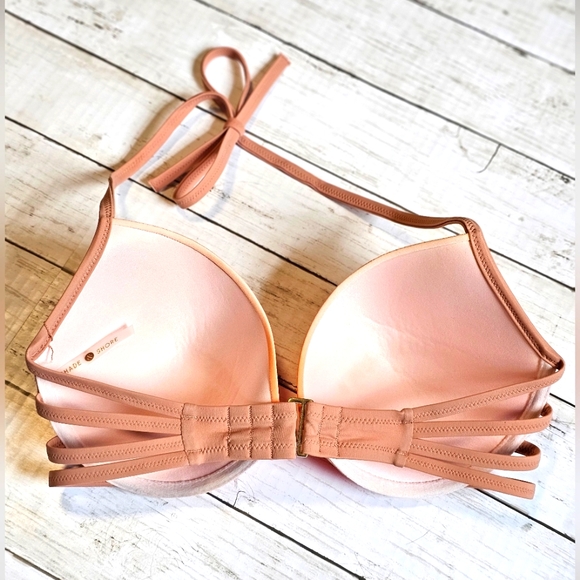 NEW Shade & Shore Swim Bikini Ombre Top & Ruched Bottoms Orange Cream Tie String - Picture 6 of 13